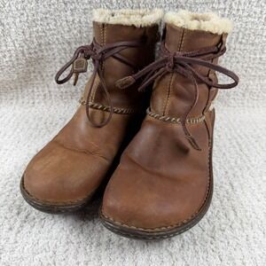 UGG Australia Sunburst Brown Leather Shearling Lace Up Ankle Boots 5136 W 10